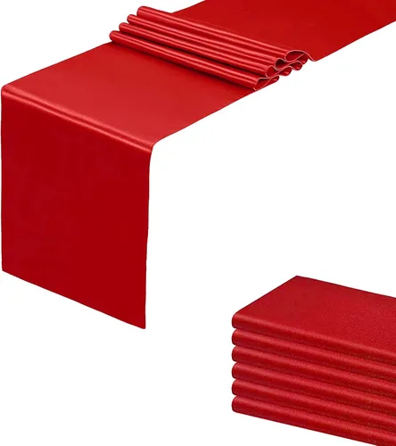 Miniatura 41 de Paquete de 15 caminos de mesa negros, camino de mesa de satén de 12 x 108 pulgadas de largo, camino de mesa de seda y tela suave para bodas