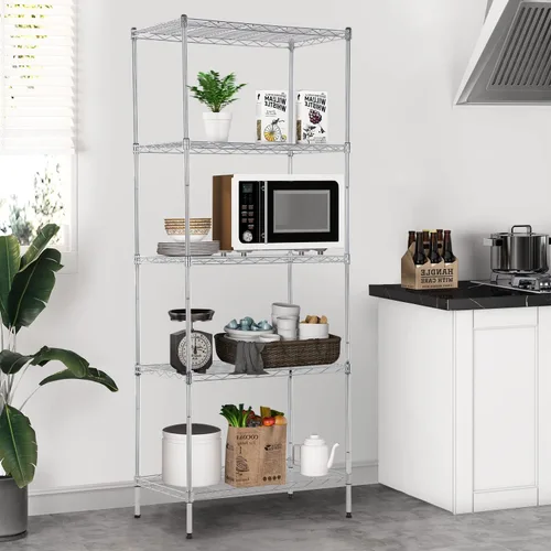 Miniatura 18 de Estantería de alambre de 6 niveles con ruedas, estantes de almacenamiento resistentes, organizador de cocina de garaje NSF, estante de alambre Negro