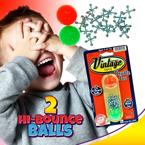 Miniatura 3 de JA-RU Juego de Jacks de metal con 2 bolas inflables (paquete de 6) - Juego clásico de Jackstones para niños, juguetes retro de los años 90