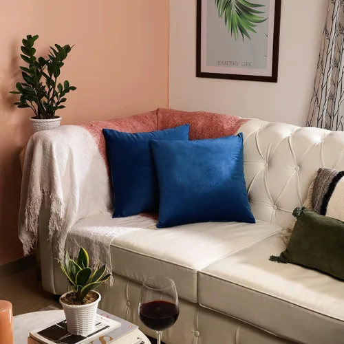 Miniatura 6 de RELY+ Paquete de 2 fundas de almohada de terciopelo de 18 x 18 pulgadas, suaves, acogedoras, lisas, decorativas, fundas de cojín de lujo para sofá