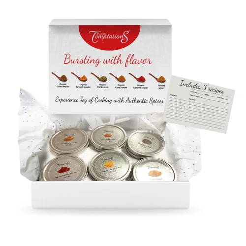 Miniatura 8 de Set de regalo de mezclas de especias indias artesanales de Flavor Temptations Orgánico, sin gluten, no transgénico, sin sal Garam Masala, curry