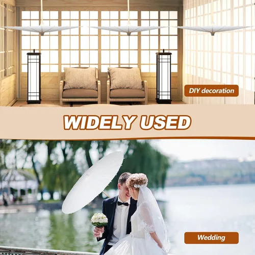Miniatura 5 de Sanwuta 8 Pcs 23.6 Inch Paper Umbrella Chinese Japanese Handmade Oil Paper Parasol DIY for Wedding Bridal Party Photo Props