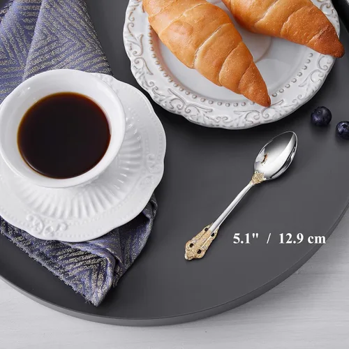 Miniatura 3 de KEAWELL Lujoso juego de cucharas de espresso de 5.1 pulgadas, 6 piezas, mini cuchara de café, acero inoxidable 18/10, diseño magnífico con acabado