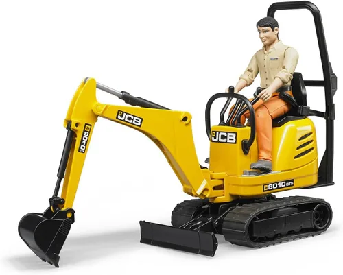 Bruder Jcb Micro Excavator 8010 Cts y trabajador de la construcción (los colores pueden variar)