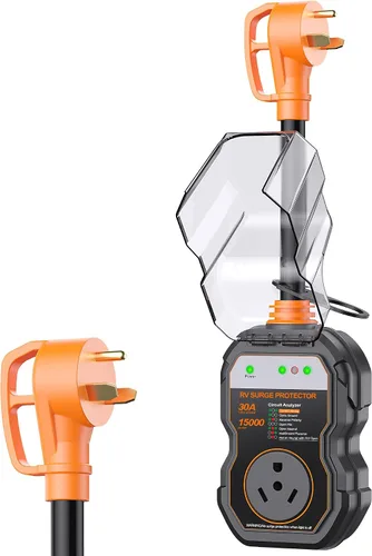 Miniatura 9 de GEARGO Protectores contra sobretensiones RV de 30 amperios, 12000 julios, analizador de circuitos de RV, protección contra sobretensiones IP68