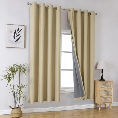 Miniatura 96 de Joydeco - Juego de 2 paneles de cortinas opacas de 63 pulgadas, 2 cortinas largas con aislamiento térmico burg, cortinas de oscurecimiento