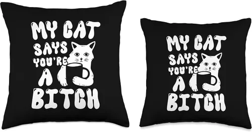 Miniatura 3 de Coffee Cat Attitude My Cat Says You're A Bitch - Almohada divertida de gato