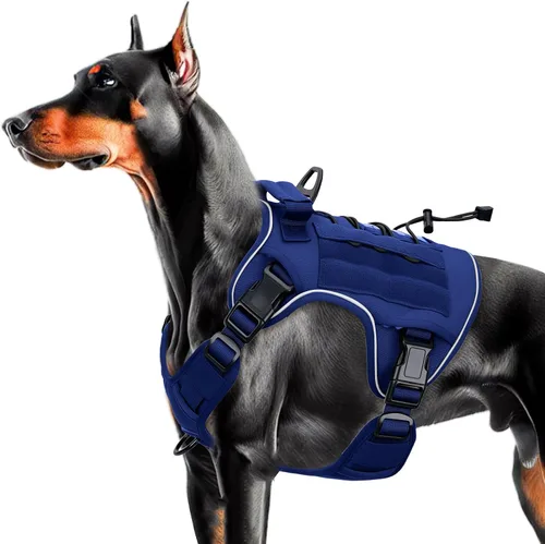 Miniatura 71 de Arnés táctico para perros grandes, chaleco reflectante ajustable sin tirones con sistema Molle, control de grado militar K9 para entrenamiento