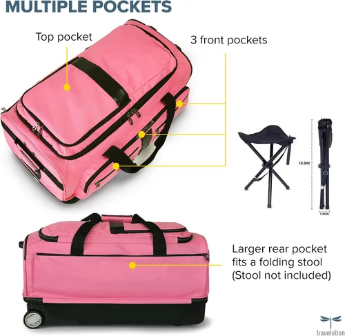 Miniatura 6 de Travolution Dance Bag with Garment Rack, 28 Inch Rolling Duffel With Wheels, Ideal for Competitions & Travel, Easy-assembly Lightweight Aluminum