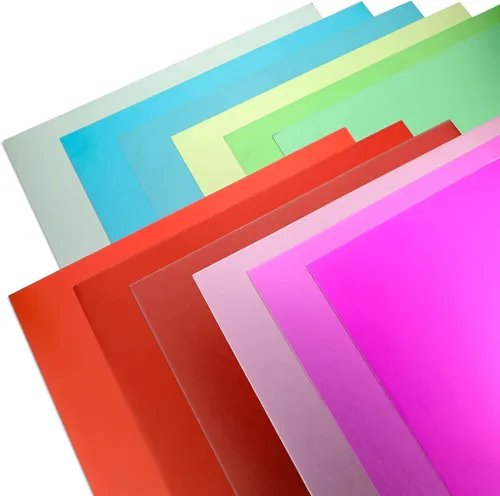 Miniatura 6 de 24 hojas de papel metálico para tarjetas, 12 colores surtidos, hojas de papel de aluminio para fiestas, cartulina A4, 8.82 oz/m², 92 libras