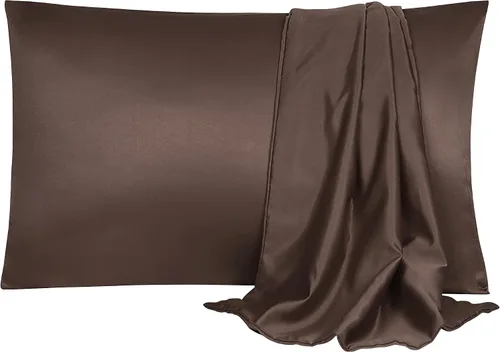 Miniatura 12 de uxcell Paquete de 2 fundas de almohada de satén de seda para cabello y piel, frescas, sedosas, suaves y transpirables, tamaño estándar de 20 x 26