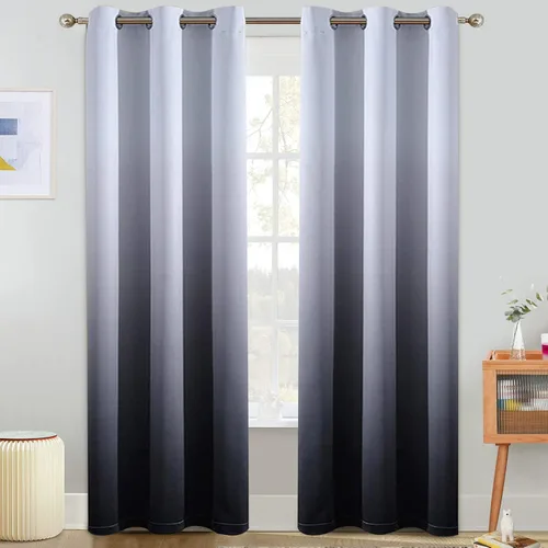 Miniatura 48 de COSVIYA Cortinas 100% Opacas Azul Degradado con Lazos Ajustables para Cocina Aislamiento Térmico Oscurecimiento de Habitación Cenefa con Bolsillo