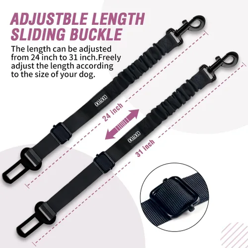 Miniatura 5 de COOYOO Cinturón de seguridad para perro, juego de 3 piezas retráctil, cinturones de seguridad ajustables para vehículo, nailon para mascotas, Set