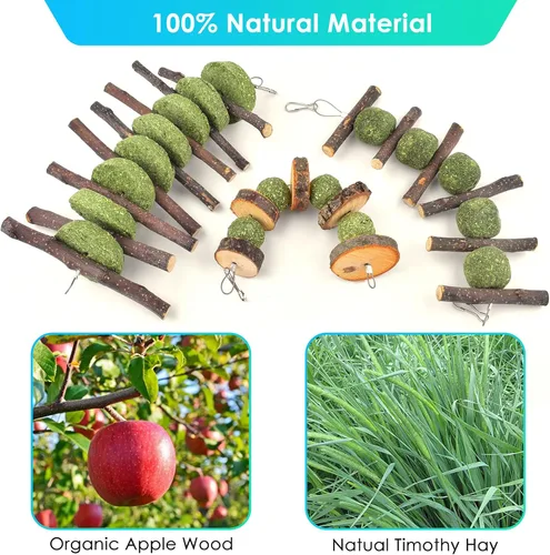 Miniatura 4 de ERKOON Juguetes masticables de conejo, juguetes masticables de conejo para rechinar los dientes, mejorar la salud dental, 100% madera de manzana
