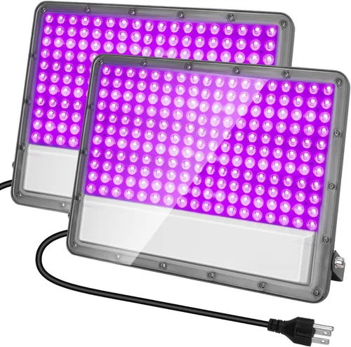 Luz LED negra de 300 W: luz de inundación UV enchufable de 110 V para fiesta de neón brillante, Halloween, decoración de Navidad y exhibiciones de