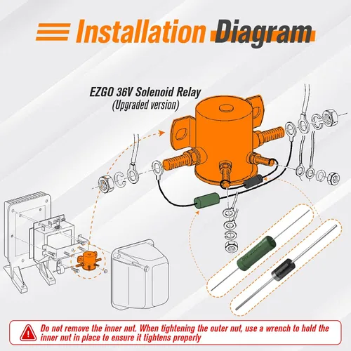 Miniatura 6 de EZGO - Relé solenoide de 36 V con resistencia y diodo, se adapta a carritos eléctricos EZGO TXT y Marathon 1980-2010, solenoide de servicio continuo