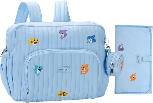 Miniatura 10 de GOBABYMART Mochila para pañales con cambiador - Bolso de viaje para bebé, bolsillos aislados para botellas, correas para cochecito, Grande, Moderno