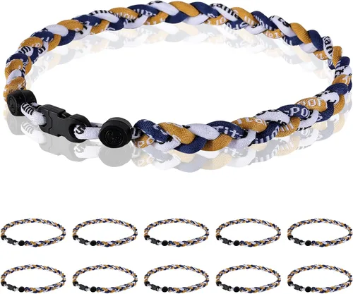 Miniatura 10 de Paquete de 12 Collares de Béisbol de 18 Pulgadas, Regalo de Equipo para Fanáticos de Béisbol, Diseño de Cuerda Tornado de Titanio Triple Trenzado