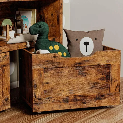 Miniatura 8 de IRONCK Organizador de almacenamiento de juguetes con cajones, caja de juguetes de piso con ruedas y estante, baúl de almacenamiento para guardería