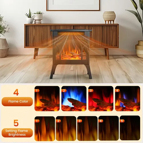 Miniatura 4 de Estufa de chimenea eléctrica, 1500W, calentamiento rápido, calentador de chimenea infrarrojo X con control remoto, temporizador de 8H, estufa
