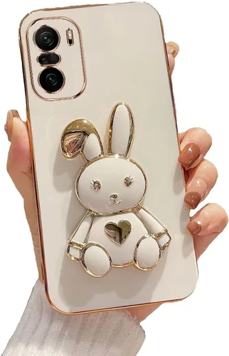 Miniatura 38 de Estuche con soporte de conejo de corazón para Xiaomi Redmi Note 10S, galvanizado suave TPU protector delgado a prueba de golpes con lindo conejito