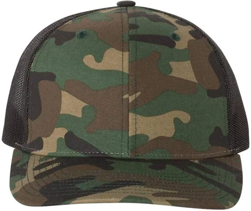 Miniatura 2 de Richardson Gorra de camionero con estampado Snapback ajustable, camuflaje militarnegro