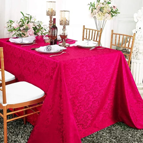 Miniatura 3 de Manteles rectangulares de poliéster damasco jacquard de 90 x 132 pulgadas para restaurante, cocina, comedor, boda, fiesta, banquete, eventos