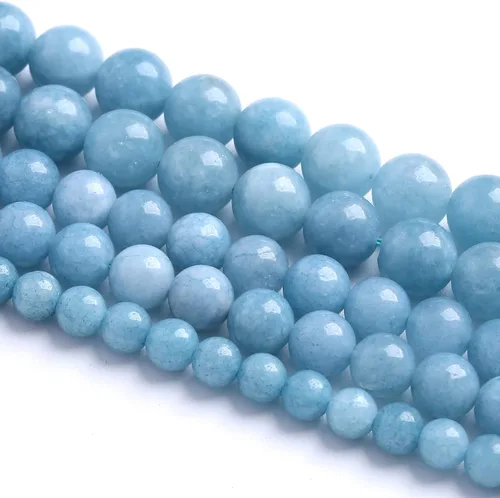 Miniatura 4 de Cuentas sueltas de jade azul aguamarina de 8 mm, 46 piezas para hacer pulseras y collares de bricolaje Jade aguamarina