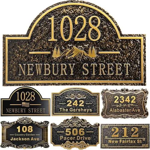Miniatura 15 de Placa personalizada de dirección de casa de 12 pulgadas, números fundidos para exteriores, placa de señal de dirección personalizada con nombre
