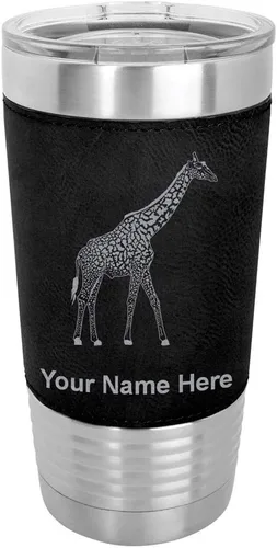 Miniatura 21 de LaserGram Vaso aislado al vacío de 20 onzas, jirafa, grabado personalizado incluido (piel sintética, estilo béisbol)