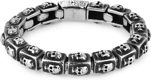 Miniatura 7 de Pulsera de cadena de eslabones vintage para hombre, acero inoxidable, cierre de palanca, Biker Punk Rock
