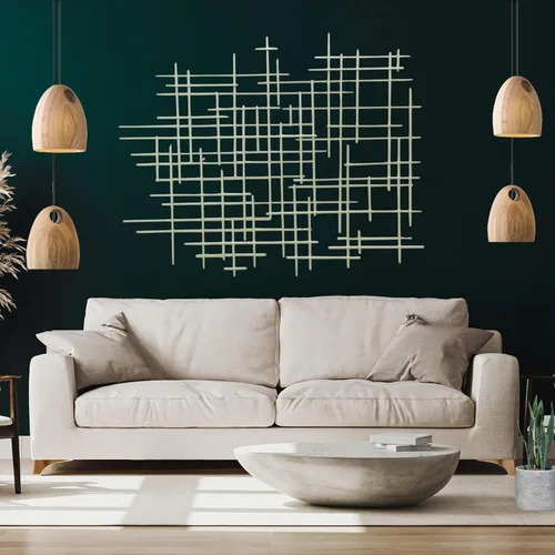 Bellaa Arte de pared de metal con cruz, geométrico, abstracto, moderno, contemporáneo, 3D, para colgar, hierro forjado, escultura minimalista, para