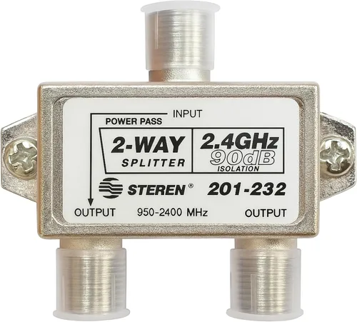 STEREN 2 vías 2.4GHz 90dB 1 puerto de paso de alimentación DC que pasa en un puerto F-Pin divisor coaxial [201-232]