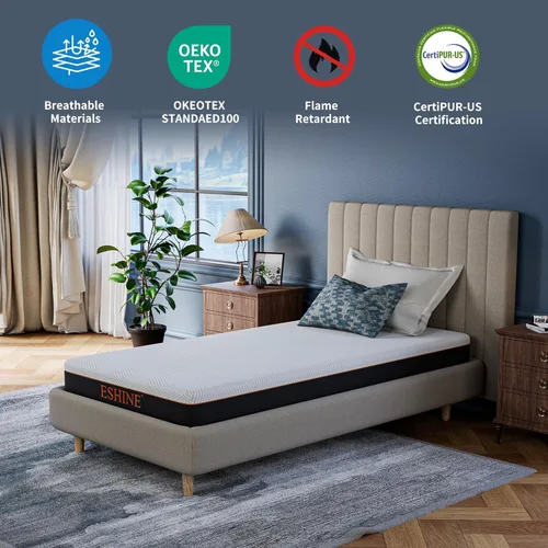 Miniatura 2 de Eshine - Colchón Twin XL para alivio del dolor de espalda, de 8 pulgadas de espuma viscoelástica con gel de enfriamiento - Fabricado en EE.UU.