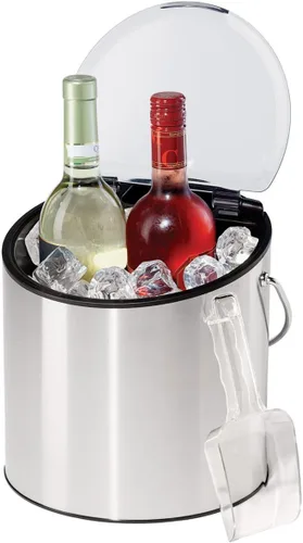 Miniatura 2 de OGGI Cubo para vino y hielo: cubo de hielo con tapa y cuchara de hielo, cubo enfriador de vino, enfriador de vino de mesa con capacidad para 2