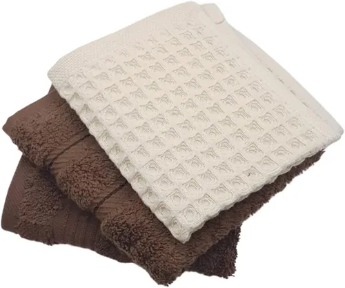 Miniatura 8 de Toallas de cocina turcas Paquete de 3 (2 toallas pequeñas de rizo + 1 mini toalla de gofre), 12 x 12 pulgadas, toallas de mano para baño, toallas