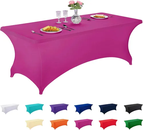 Miniatura 105 de LZY Cubierta de Mesa Elástica Ajustable de Spandex para Mesa Plegable de 6 pies, 4 pies o 8 pies, Mantel de Cóctel Rectangular, Perfecto para Champn
