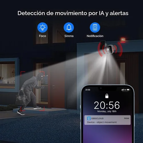 Miniatura 6 de Hiseeu Cámaras de seguridad solar inalámbricas para exteriores, paquete de 2, cámaras wifi de 3K 4MP alimentadas por batería para vigilancia