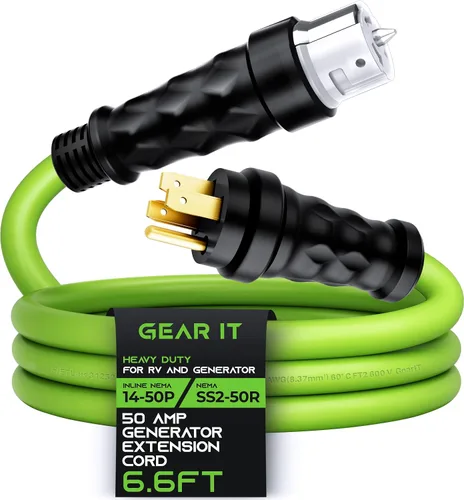 GEARit Cable de extensión para generador de 50 amperios, 125/250 V para caja de entrada de alimentación de 50 A, NEMA 14-50P a SS2-50R, conector de
