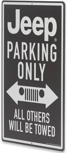Miniatura 2 de Letrero de metal para Jeep Parking Only, letrero vintage para garaje, tienda o cueva de hombre, todos los demás serán remolcados Negro