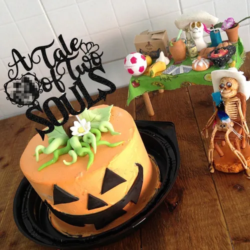 Miniatura 5 de Decoración para tartas con purpurina negra "A Tale of Two Souls", "Till Death/Till Death Do Us Party/About Damn Time", decoración temática