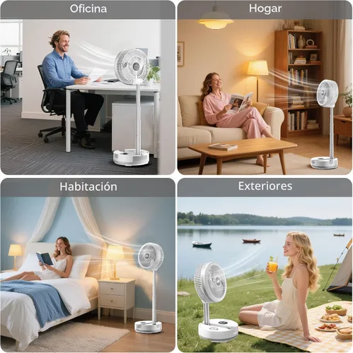 Miniatura 8 de Ventilador de viaje portátil de 40000 mAh, ventilador plegable recargable, funcionamiento de 106 horas, ventilador oscilante de pie de 8 Blanco