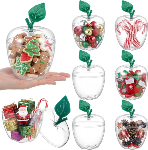 Chunful 12 recipientes de plástico de manzana para agradecimiento a los profesores, recipientes de relleno de juguetes de caramelo en forma de