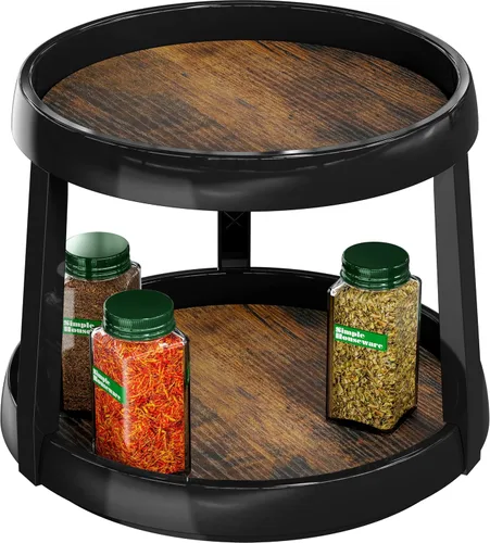 Miniatura 9 de Simple Houseware Organizador de especias Lazy Susan de 2 niveles, 10 pulgadas de diámetro, arce