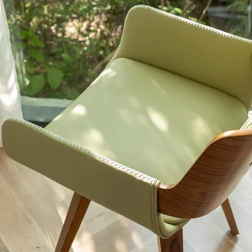 Miniatura 8 de LUNLING Sillas de comedor giratorias de piel sintética con acento, sillas modernas de mediados de siglo con patas de madera/reposabrazos/asiento