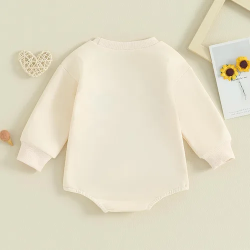 Miniatura 3 de SOLILOQUY Traje de manga larga con cuello redondo para el primer día de San Valentín para bebé niño y niña, mameluco de corazón de amor