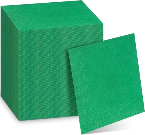 Miniatura 11 de Teling 300 piezas de servilletas de papel de Navidad desechables, servilletas rojas y verdes para fiestas navideñas, bodas, almuerzos en casa