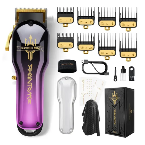 SUPRENT PRO - Cortadora de pelo profesional para hombres, cortapelos de peluquería de alta calidad, hoja recubierta DLC y motor sin escobillas, kit