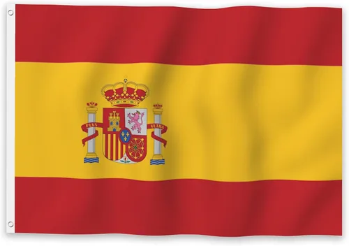 YongFoto Bandera de España de 1 x 1.5 pies, 100% poliéster, colores vibrantes, banderas españolas para celebraciones al aire libre, decoración de