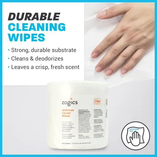 Miniatura 2 de Zogics Toallitas de limpieza Wellness Center, toallitas para equipos de gimnasio para limpiar superficies y equipos, duraderas y seguras